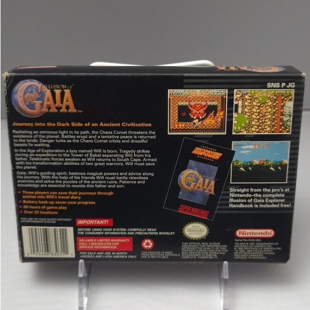 Illusion of Gaia - Super Nintendo (SNES) - Complete in Box (CIB) W/ Map - Tested
